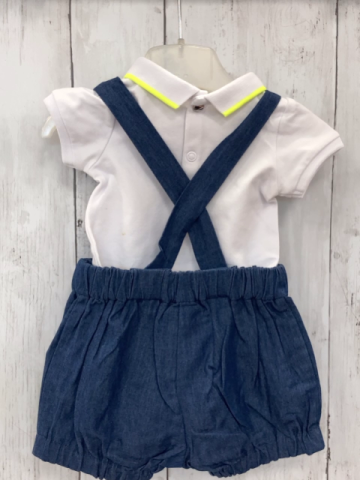2tlg Jacadi Body + Latzshorts Gr. 68  weiß + blau