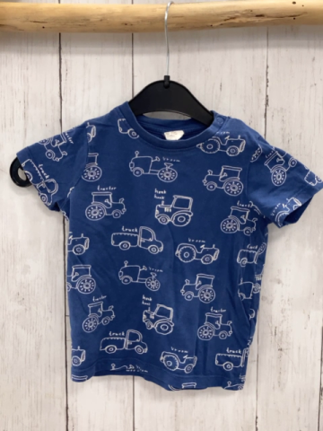 H&M T-Shirt Gr. 80  blau weiße Traktoren