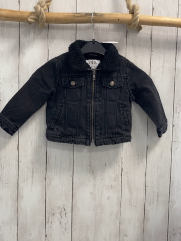 Zara  Jeansjacke  Gr. 80  dunkelgrau Jeans schwarzer Teddykragen 