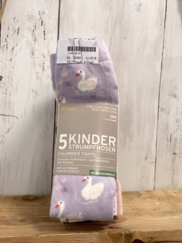 neu 5 Paar Strumpfhosen Gr. 74/80  flieder rosa Schwäne