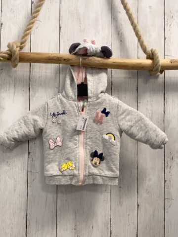  Sweatjacke Gr. 62  grau rosa Reißverschluss Kapuze Plüschfutter