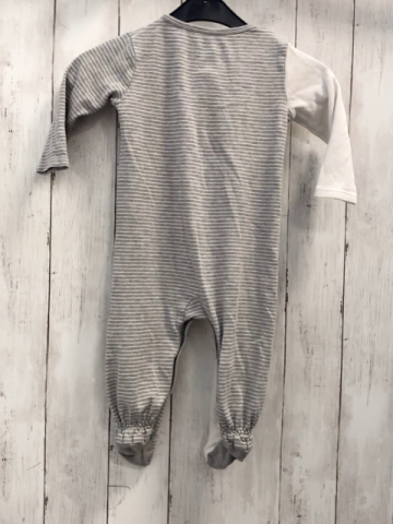 S´Oliver  Schlafanzug  Gr. 80  weiß + grau weiße Streifen Schrift 