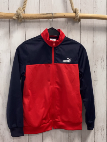 Puma  Joggingjacke  Gr. 152  blau rot weiße Schrift + weißer Puma 
