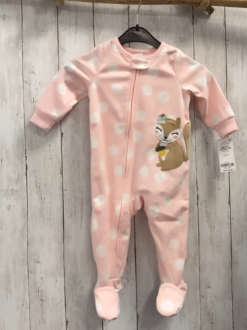 neu Carter´s  Schlafanzug  Gr. 80  rosa Fleece weiße Punkte Eichhörnchen 