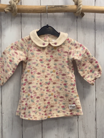 Reserved  Kleid  Gr. 74  beige nilpferde bunte Blumen + Blätter 