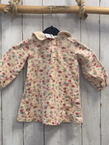 Reserved  Kleid  Gr. 74  beige nilpferde bunte Blumen + Blätter 