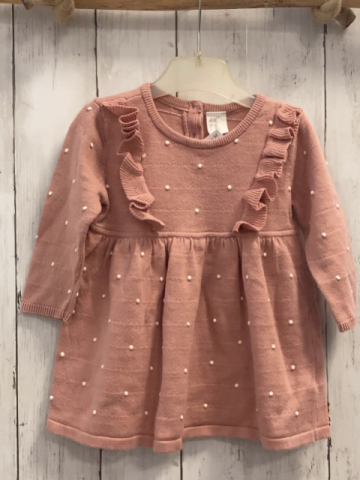 H&M  Kleid  Gr. 68  rosa Strick Rüschen weiß Punkte 