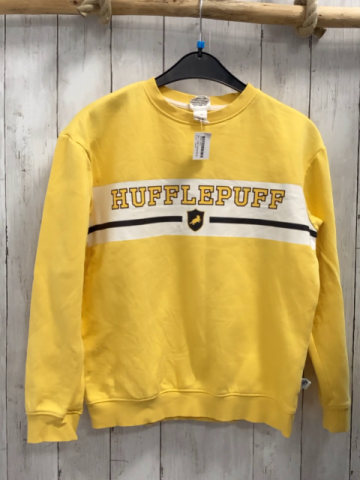 H&M  Pullover  Gr. 146/152  gelb weißer Streifen mit Schrift Hufflepuff 