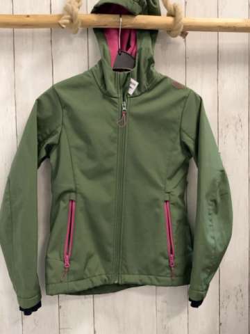 CMP Softshelljacke  Gr. 152  kiwi schwarzer Bund pink Reißvershluss + Fleecefutter 