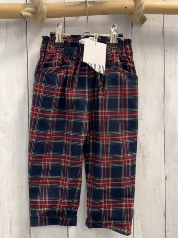 neu Zara  Hose  Gr. 80  schwraz weinrot gelb weiß kariert 