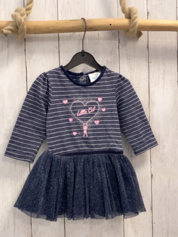  Kleid Gr. 74  blau silber Streifen Glitzer + blauer Tüllrock silber Glitzer