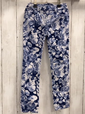 H&M  Hose  Gr. 116  blau hellblau weiße Blumen Kord Bund verstellbar 