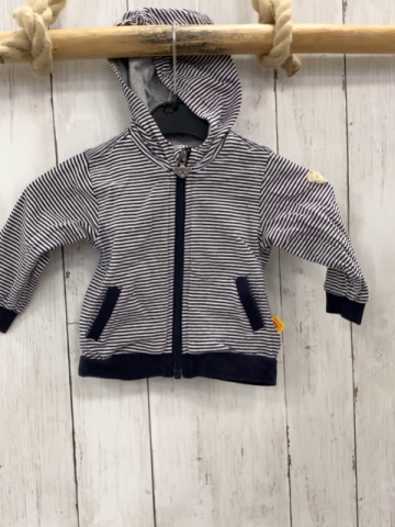 Steiff Sweatjacke Gr. 62  schwarz weiß gestreift Kapuze
