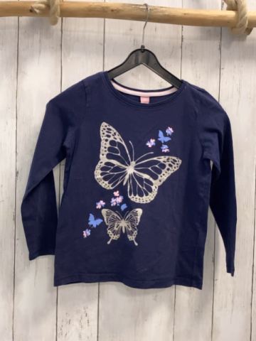  Langarmshirt Gr. 122  blau silber Schmetterling