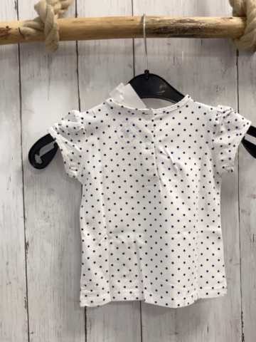 neu Chicco  T-Sirt  Gr. 74  weiß blaue Punkte Tasche mit blau hellgrauen Streifen + Herz 