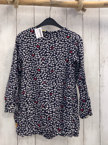 Steiff  Kleid  Gr. 110  dunkelblau weiß rote Tulpen Plüschbärenkopf 