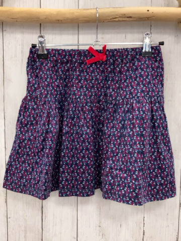 neu Okaidi  Rock Gr. 128  blau hellbau rot weißer Druck rote Schleie 