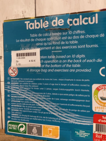  Lernspiel  Table de Calcul Holz mit 1 x 1 Platten 