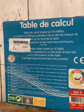  Lernspiel  Table de Calcul Holz mit 1 x 1 Platten 