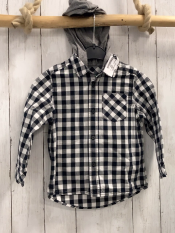 Benetton Hemd  Gr. 92  schwarz weiß kariert graue Kapuze 