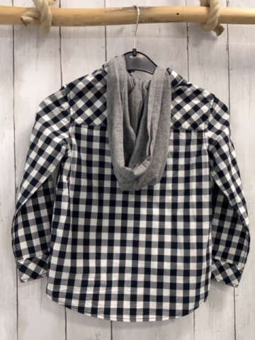 Benetton  Hemd  Gr. 110  schwarz weiß kariert graue Kapuze 
