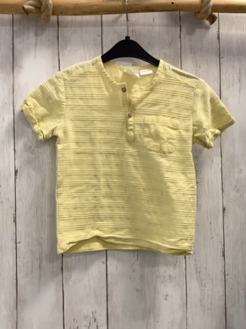 Zara  T-Shirt  Gr. 104  gelb Rippen Brusttasche 