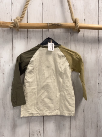 Zara  Langarmshirt  Gr. 110  creme sand + oliv Ärmel
