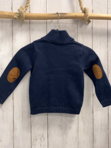 Obaibi Strickjacke  Gr. 98  blau 2 Reihen Knöpfe braune Aufnäher 