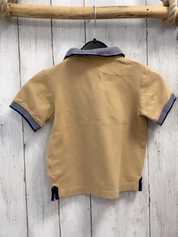  T-Shirt Gr. 98  beige blau weiß gestreifter Bund