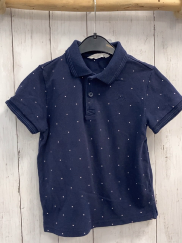 mango T-Shirt Gr. 110  blau weiße Punkte Polokragen