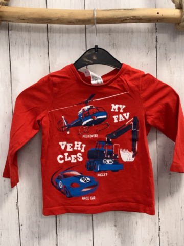  Langarmshirt Gr. 92  rot blaue Fahrzeuge