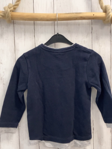 Pullover Gr. 116  blau Struktur grauer Bund