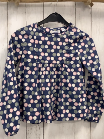 Okaidi  Bluse  Gr. 134  blau bunte Punkte 