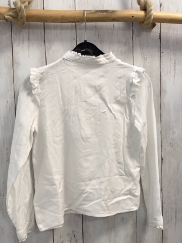 H&M  Langarmshirt  Gr. 134  weiß Rüschenbund 