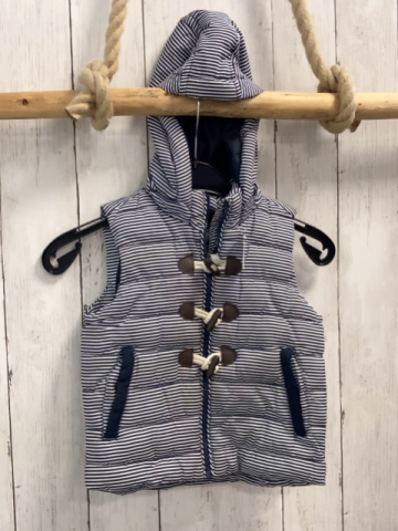   Weste  Gr. 86  blau weiße Streifen Kapuze braune Applikationen + Knebelknöpfe 