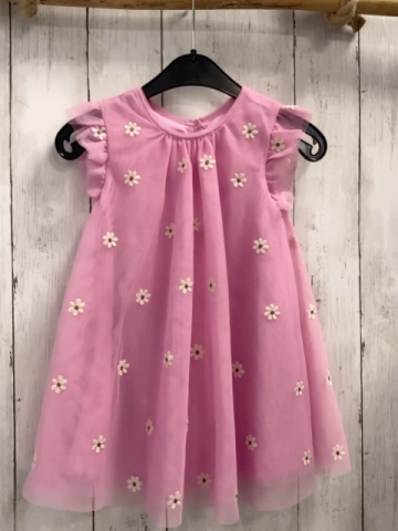   Kleid  Gr. 92  rosa zweilagig Netzüberkleid mit Blumen 