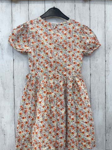 Sergent Major  Kleid  Gr. 134  weiß orange gelb altrosa Blumen hellblaue Blätter 