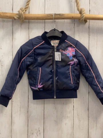 Cars Jeans  Jacke  Gr. 98  blau schwarz bunte Blätter apriicot Bund dunkelblauer Strickbund 