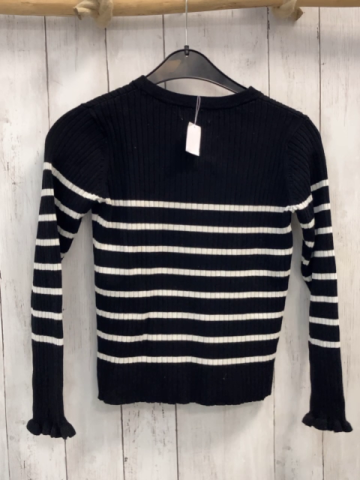 H&M  Pullover  Gr. 134/140  schwarz weiße Streifen Rippen 
