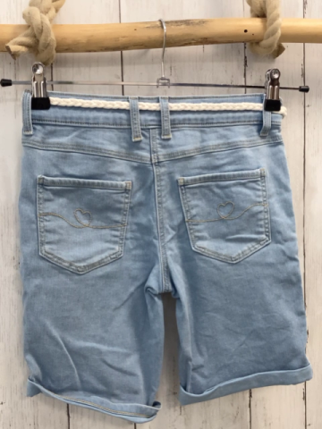   Shorts  Gr. 146  blau Jeans Umschlag weißer Grütel 