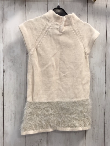 Cynthia Rowley  Kleid  Gr. 86  creme Strick Zöpfe goldene Sternblumen flusiger Saum mit Glitzer 