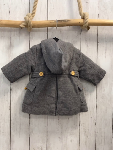 Vertbaudet  Jacke  Gr. 62  hellgrau Kapuze 2 Reihen Knöpfe 