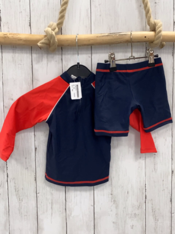 2tlg  UV-Schutzset  Gr. 80  blau rote Ärmel + Nähte Möwe 