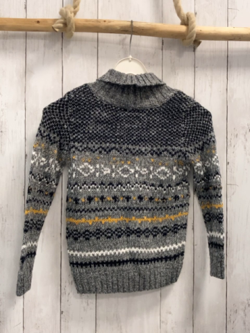 reserved Strickjacke Gr. 116  grau weiß ocker Muster 