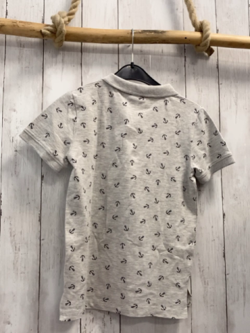 Name it  T-Shirt  Gr. 134/140  hellgrau schwarze Anker Polokragen 