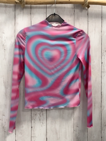 H&M Langarmshirt  Gr. 158  pink hellblau gemustert 