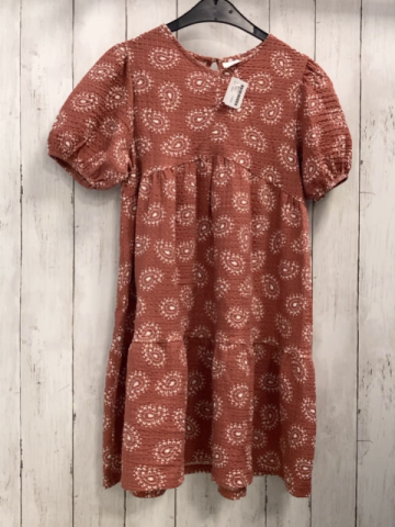 Zara  Kleid  Gr. 152  braun Strukur weißer Ornamentdruck 