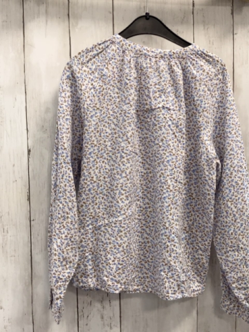 Mango  Bluse  Gr. 140  weiß hellblau hellbraune Blumen + Blätter 