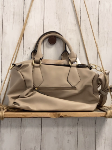 neu  Tasche  beige schwarzer Bund goldene Applikationen + Reißverschlüsse  Breite ca. 37 cm Höhe ca. 26cm