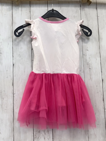   Kleid  Gr. 98  weißes Oberteil mit Flamingo pink Rock 